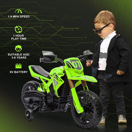 6V Kids Electric Motorcycle With Training Wheels And Sound - Omega Lifestyles