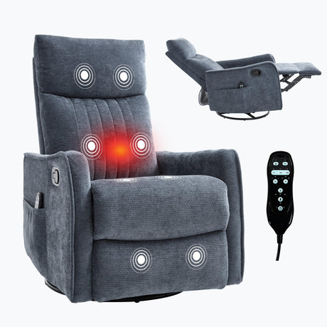 Blue Medium-Firm Massage Recliner Chair With Heat - Omega Lifestyles
