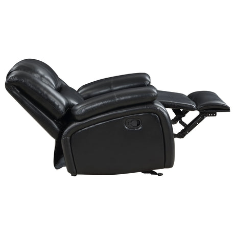 Black Upholstered Glider Recliner Chair With Recline - Omega Lifestyles