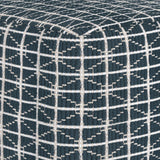 Hand Woven Blue White Fabric Square Pouf Stool - Omega Lifestyles