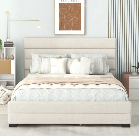 Queen Upholstered Platform Bed With Twin Trundle And Storage Drawers - Omega Lifestyles