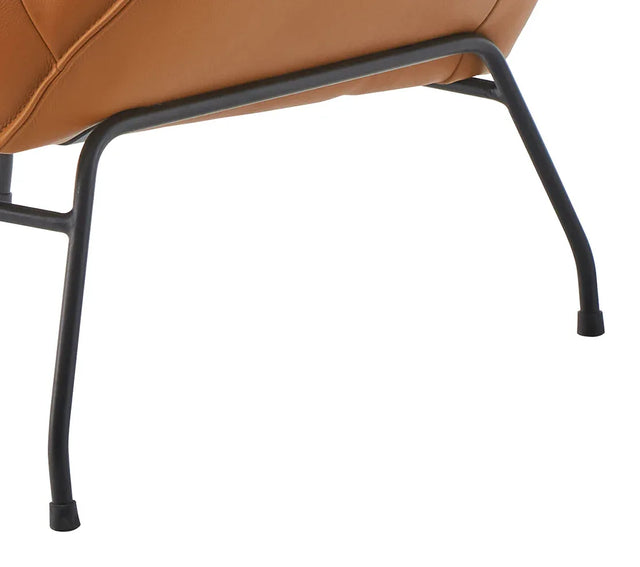 Sandstone Top Grain Leather Accent Chair With Ottoman - Omega Lifestyles