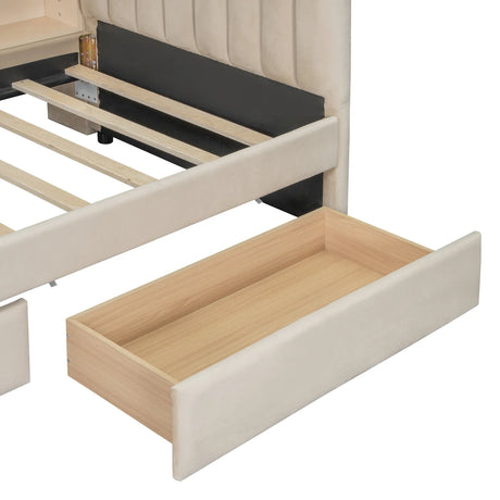 Twin Velvet Upholstered Daybed With Storage Drawers - Omega Lifestyles