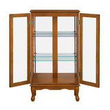 Lighted Oak Curio Cabinet With Adjustable Tempered Glass Shelves - Omega Lifestyles