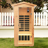 Far Infrared Old Fir Outdoor One-Person Sauna Room - Omega Lifestyles