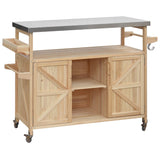 Farmhouse Solid Fir Wood Outdoor Kitchen Island Cart - Omega Lifestyles