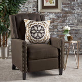 Coffee Fabric Push Back Recliner Chair With Birch Wood Legs - Omega Lifestyles