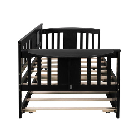 Twin Solid Wood Daybed With Trundle Espresso - Omega Lifestyles
