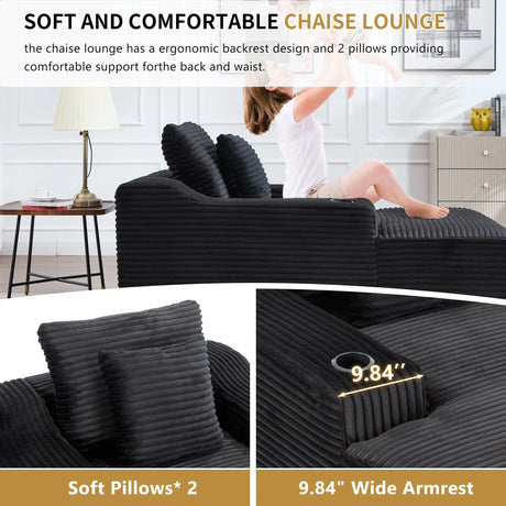 Oversized Corduroy Fabric Twin Sleeper Chaise Lounge Chair - Omega Lifestyles