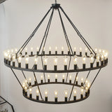 Matte Black Large Wagon Wheel 54-Light Chandelier - Omega Lifestyles