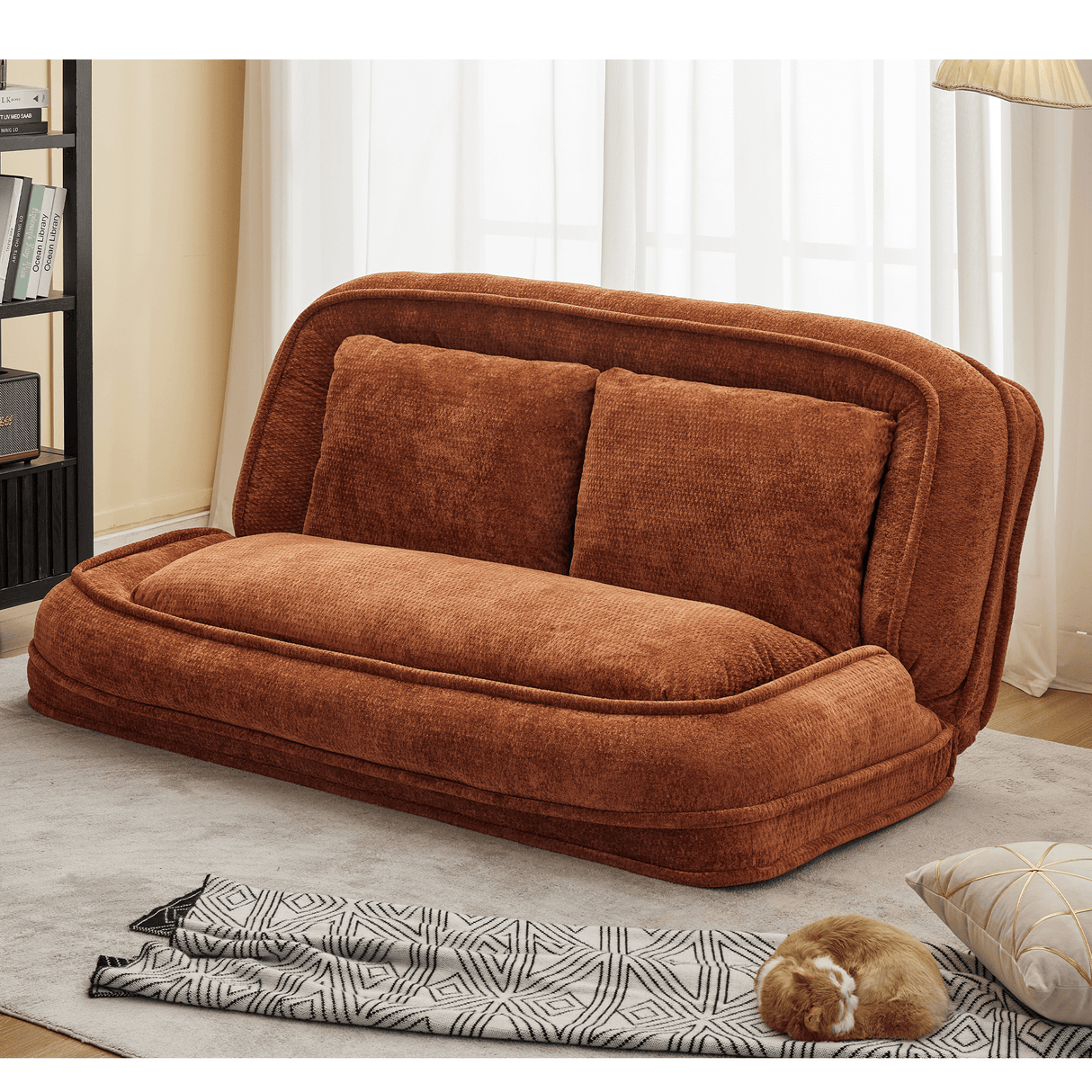 Convertible Adjustable Position Chenille Lazy Loveseat Sofa - Sleep Galleria