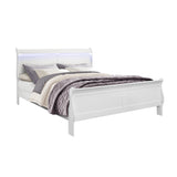 King Modern White Rubberwood Sleigh Style Bedroom Set With LED Lighting