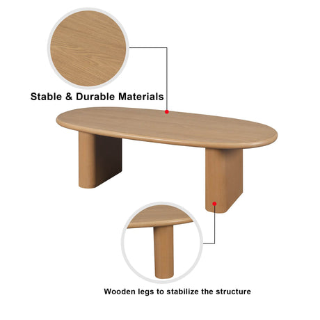 Tapered MDF Natural Wood Rounded Edge Coffee Table - Sleep Galleria
