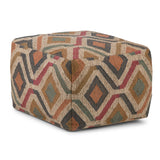 Handcrafted Multi-Color Kilim Pattern Square Pouf - Omega Lifestyles