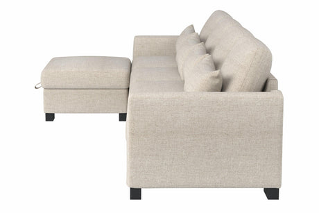 Beige Modular L-Shaped 5-Seat Foam Cushion Sofa With Ottoman - Omega Lifestyles