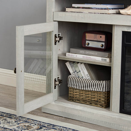 60-Inch Stone Gray MDF Fireplace TV Media Stand - Sleep Galleria