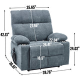 Medium-Firm Chenille Power Lift Recliner Chair With Massage - Omega Lifestyles