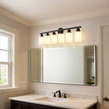 Matte Black Glass Shade 6-Light Wall Sconce Lighting - Omega Lifestyles