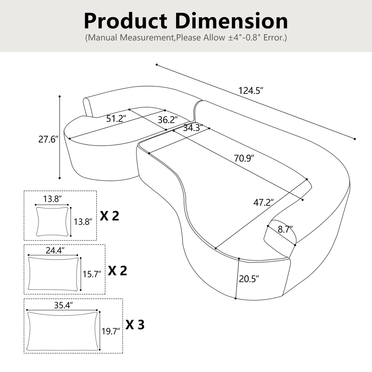 Minimalist Medium-Soft Chenille Foam 5-Seat Sofa - Omega Lifestyles