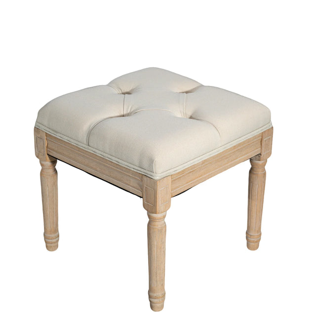 Rustic Square Padded Upholstered Ottoman Bench - Omega Lifestyles
