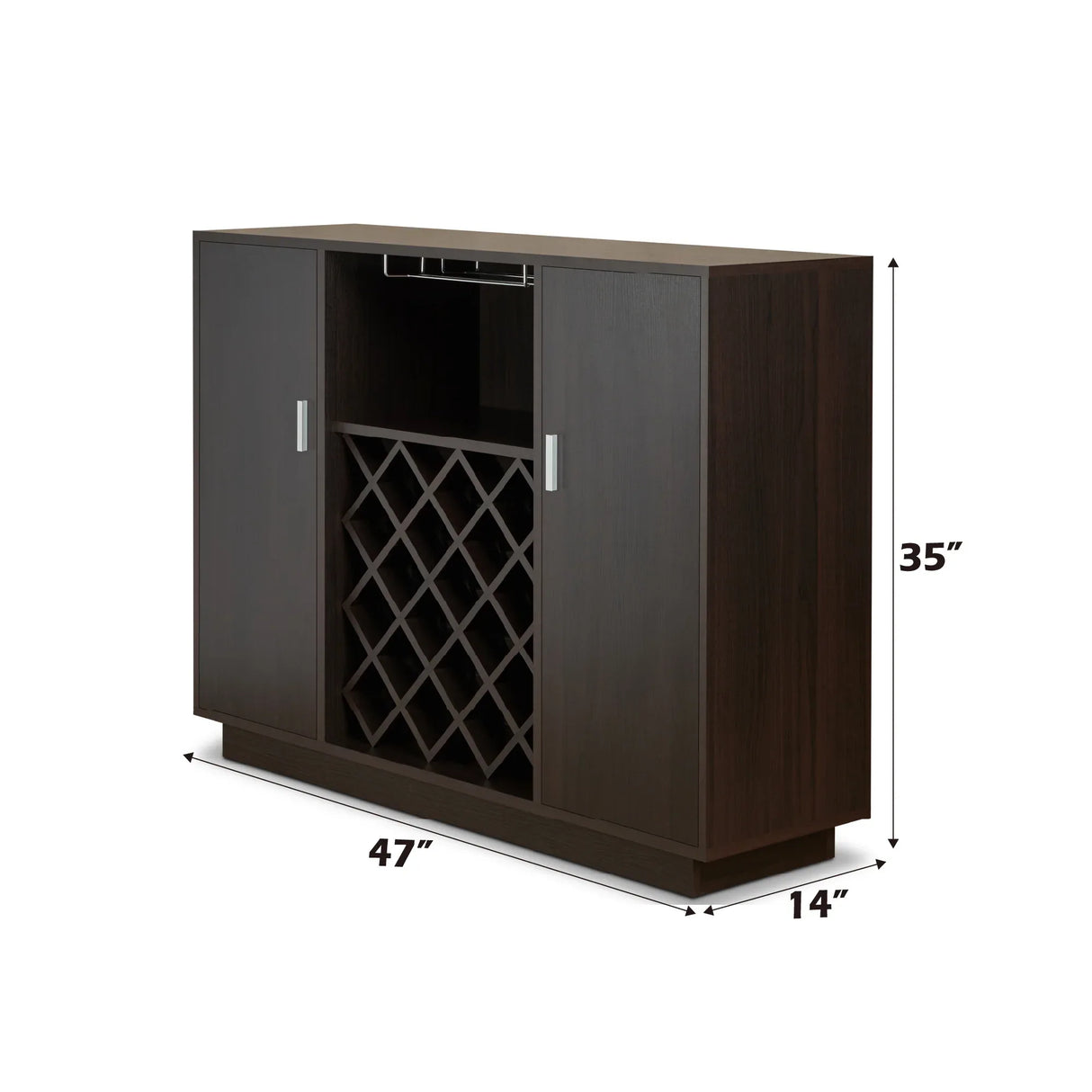Espresso Synthetic Wood Wine Cabinet With Rack - Omega Lifestyles