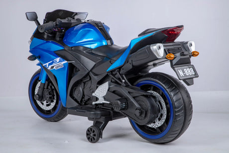 12V Kids Ride-On Motorcycle With Training Wheels and Lights - Omega Lifestyles