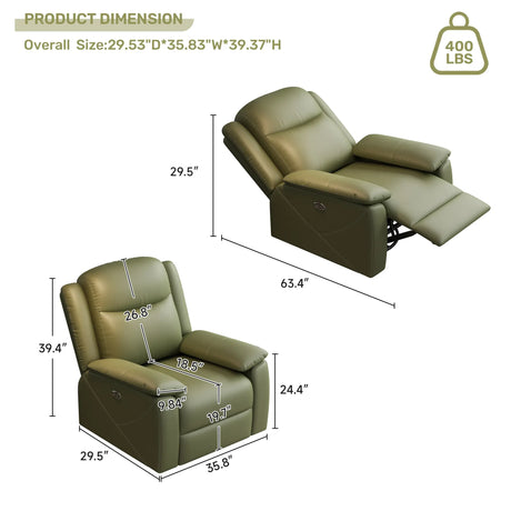 Power Recliner Chair With USB Charging And Lumbar Support - Omega Lifestyles
