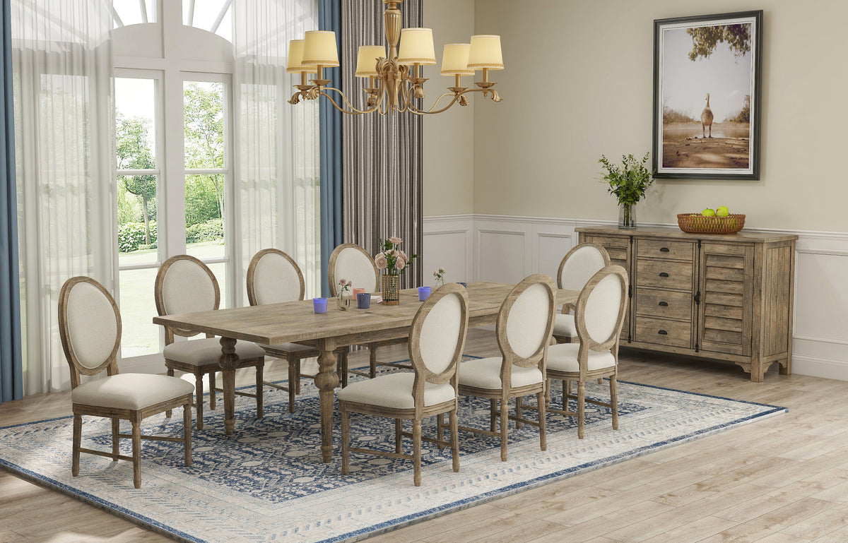Taupe Engineered Wood Butterfly Leaf Dining Table