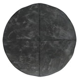 Round Distressed Buffalo Leather Pouf Ottoman - Omega Lifestyles