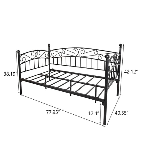 Twin Metal Daybed Frame Mattress Foundation with Headboard - Omega Lifestyles
