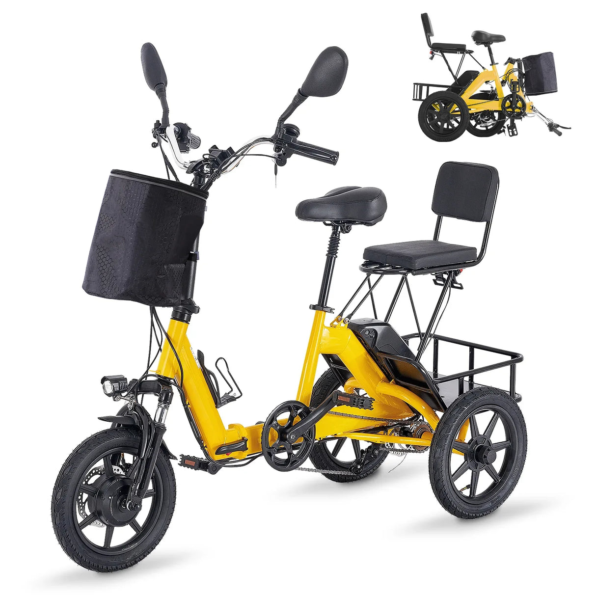 Foldable 350W Electric Adult Two-Seat Tricycle - Omega Lifestyles