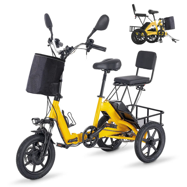 Foldable 350W Electric Adult Two-Seat Tricycle - Omega Lifestyles