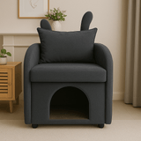 Dark Gray Bunny-Ear Dual-Use Pet Furniture Armchair - Omega Lifestyles