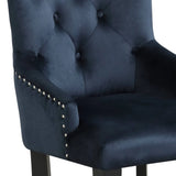 Dark Navy Velvet Parson Side Chair With Wood Legs - Omega Lifestyles