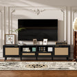 Modern Rattan TV Stand With Storage Cabinet - Sleep Galleria