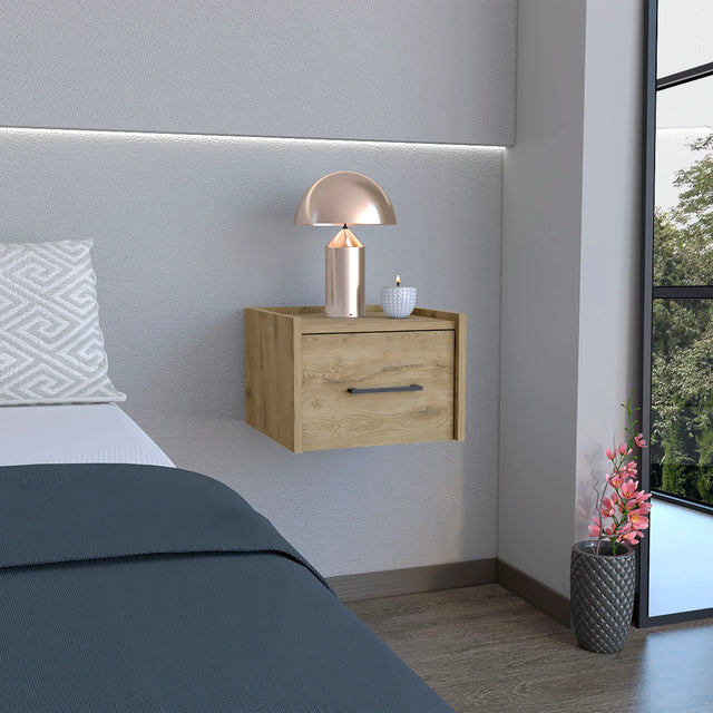 Floating Wall-Mounted Nightstand With Drawer Storage - Omega Lifestyles