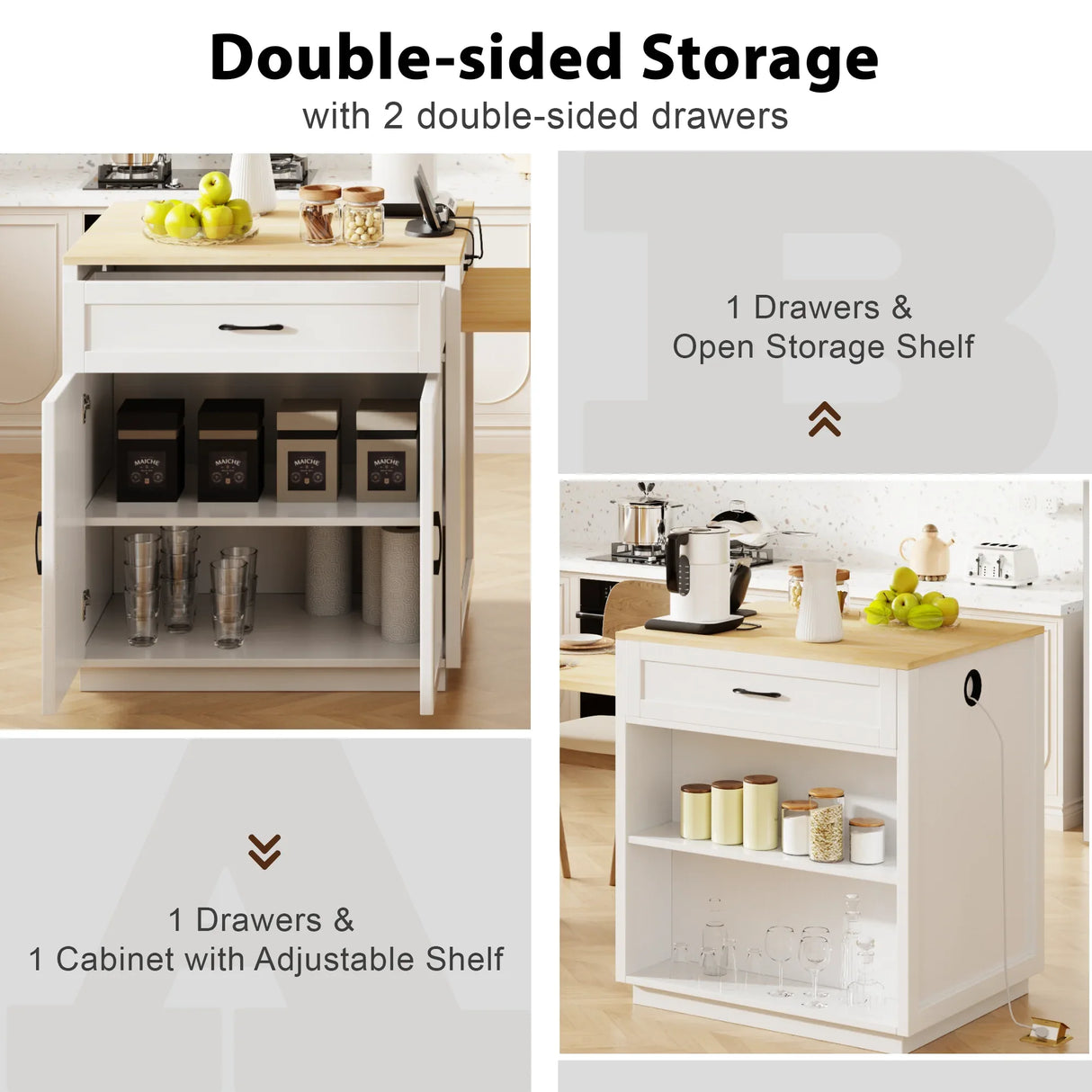 Extendable Kitchen Island With Dining Table Storage - Omega Lifestyles