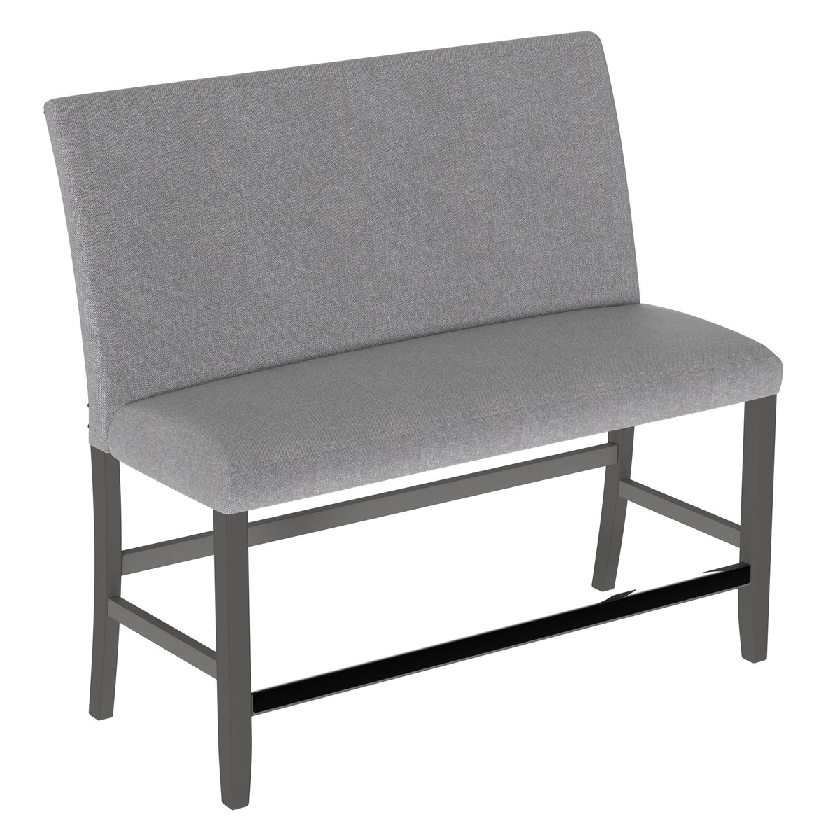 Gray Upholstered Engineered Wood Transitional Bench With Back