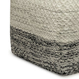 Square Woven Indoor Outdoor White Fabric Pouf Seat - Omega Lifestyles