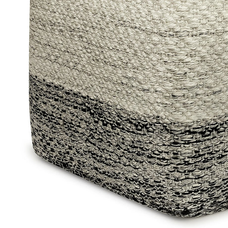 Square Woven Indoor Outdoor White Fabric Pouf Seat - Omega Lifestyles