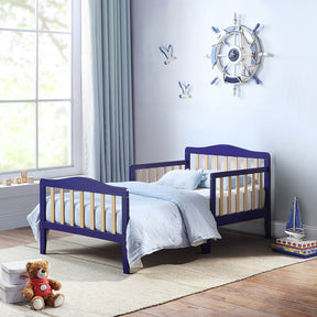 Solid Wood Two-Tone Twain Toddler Bed With Safety Rails - Omega Lifestyles