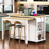 47-Inch Extendable Rubber Wood Veneer Kitchen Island - Omega Lifestyles