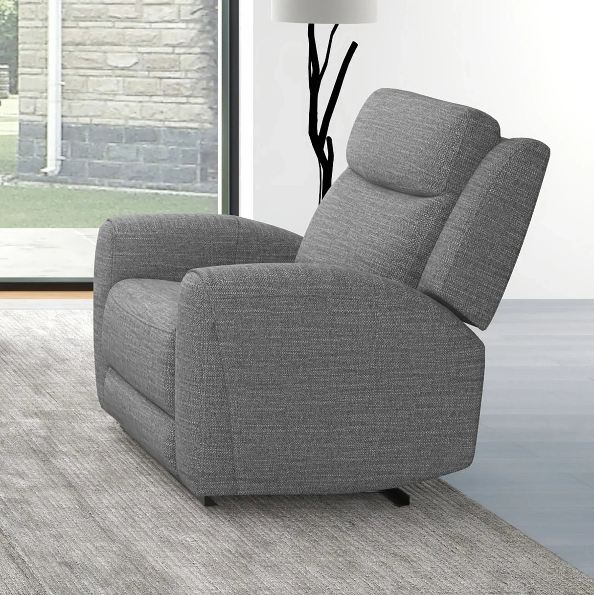 Contemporary Manual Recliner High Density Foam Gray Seating - Omega Lifestyles