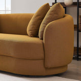 Mid-Century Modern Dark Yellow Boucle Sofa - Omega Lifestyles