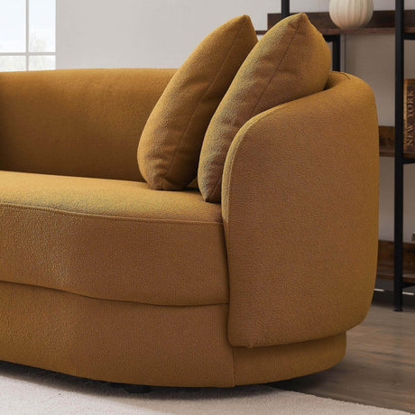 Mid-Century Modern Dark Yellow Boucle Sofa - Omega Lifestyles