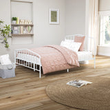 Full Size Contemporary White Metal Bed Frame Mattress Ready - Omega Lifestyles