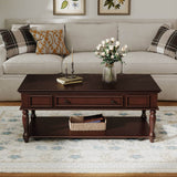 Retro Farmhouse Coffee Table With Drawer And Wheels - Sleep Galleria