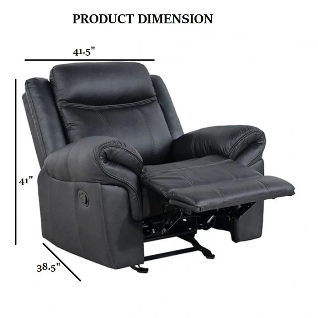 Transitional Black Faux Leather Glider Recliner Chair - Omega Lifestyles