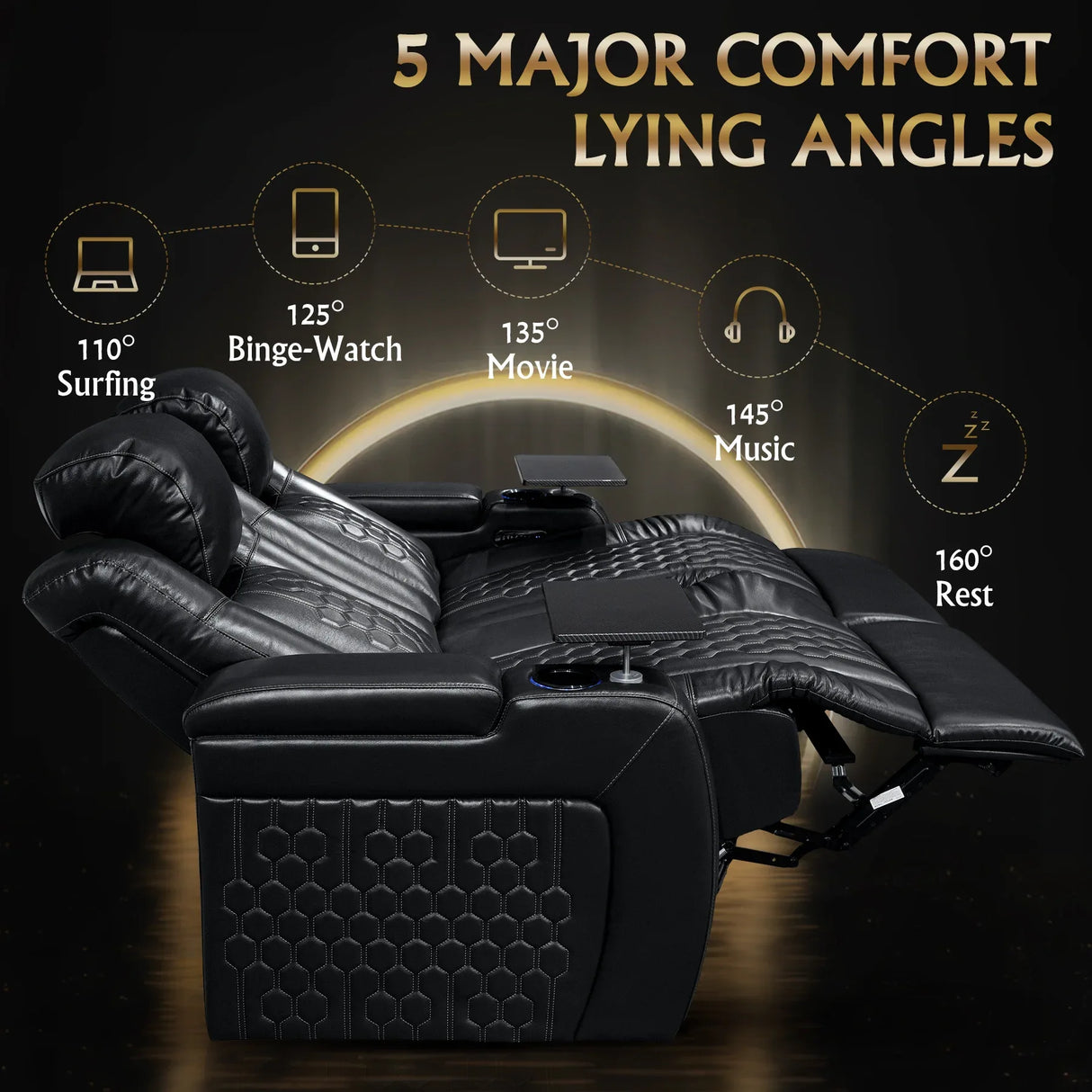 Top-Grain Nappa Leather Power Recliner With RGB Lighting - Omega Lifestyles