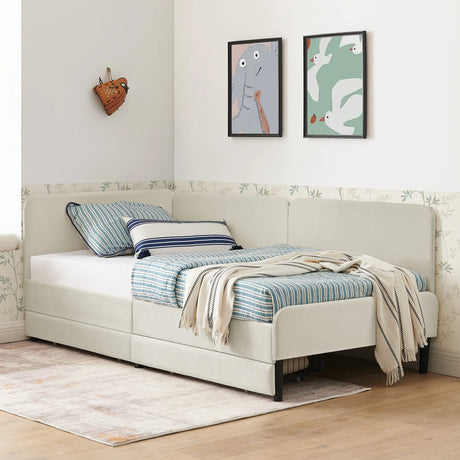 Twin Velvet Upholstered Platform Bed Frame With Storage - Omega Lifestyles